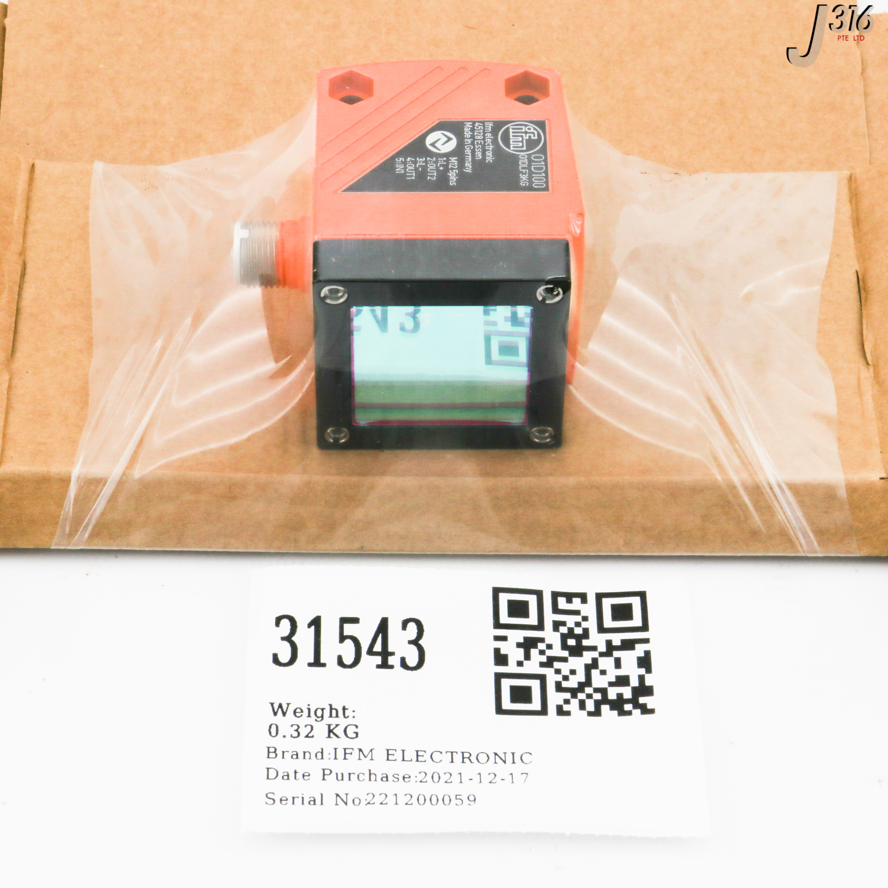 写真アップ用 31543 IFM ELECTRONIC PHOTOELECTRIC DISTANCE SENSOR, O1DLF3KG (NEW